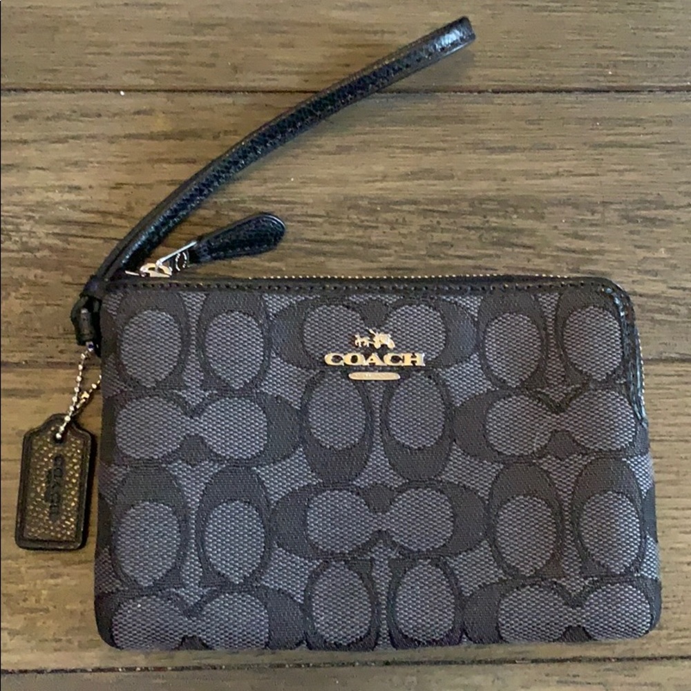 Coach Grey and Black Wristlet